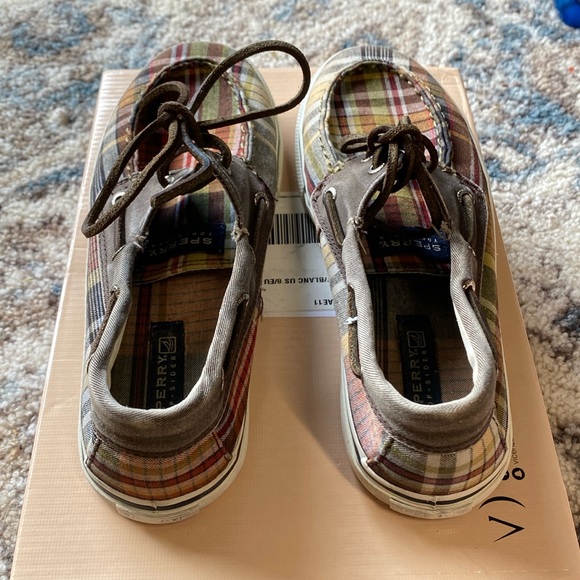 Sperry Top-Sider Boat Shoes in multi-color plaid/ Size 7.5 - Picture 3 of 5